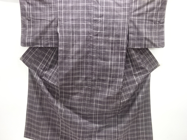 JAPANESE KIMONO / ANTIQUE KIMONO / SILK / TSUMUGI / WOVEN GRID